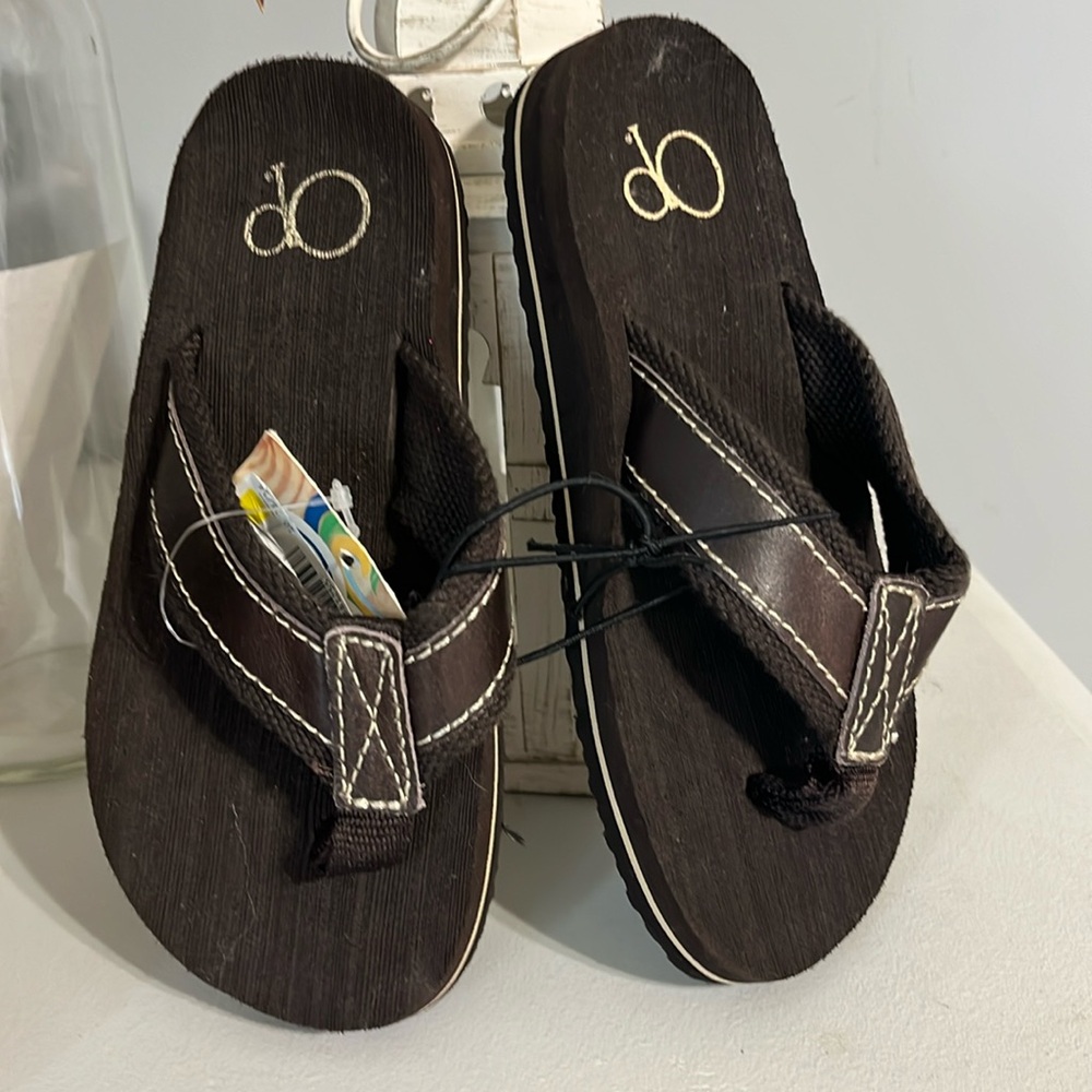Brown Leather Flip Flops New